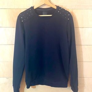 Zara Man Studded Black Sweatshirt Medium